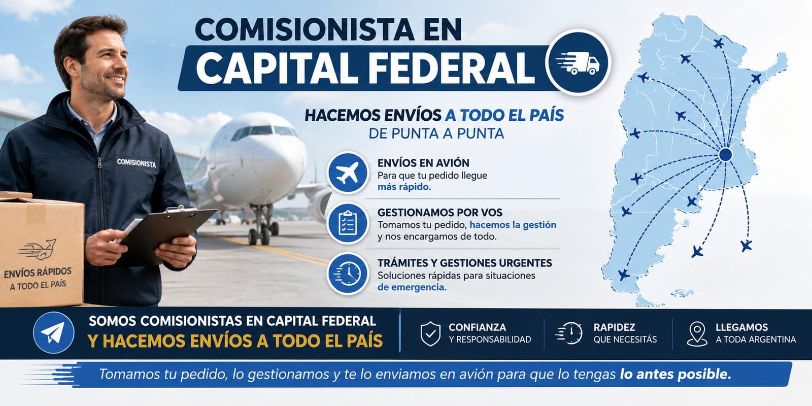 Comisionista con Envios en Avion