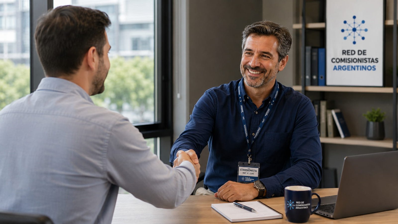 Comisionista profesional brindando atención personalizada a un cliente