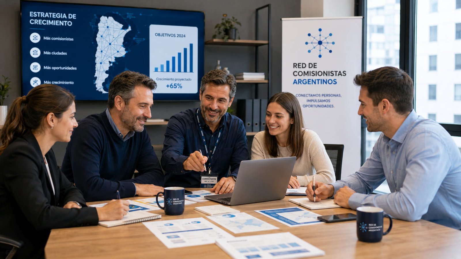 Equipo trabajando para hacer crecer la Red de Comisionistas Argentinos