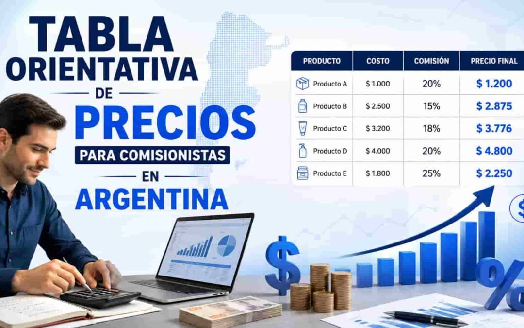 Tabla orientativa de precios para comisionistas en Argentina